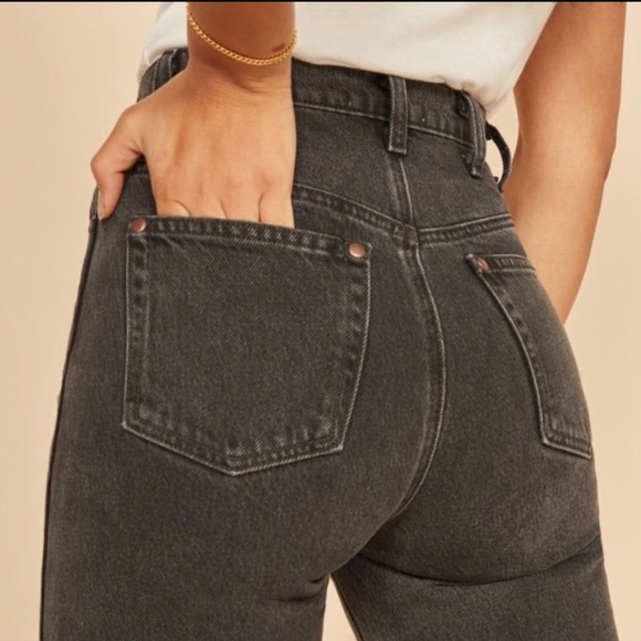 Reformation Straight Leg Black Washed Cowboy Jeans - Picture 3 of 5